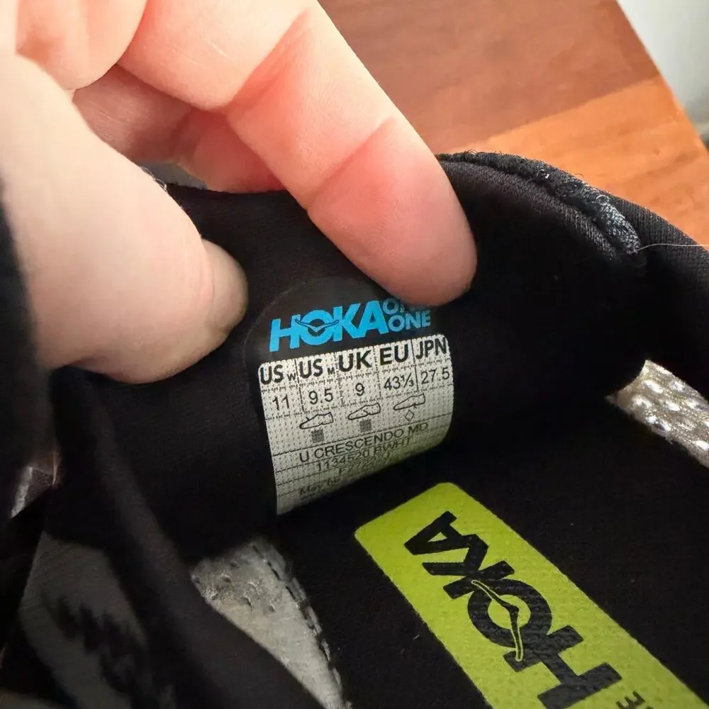 Hoka One One Crescendo MD Black White Athletic Sneaker w/ Spikes Womens 11